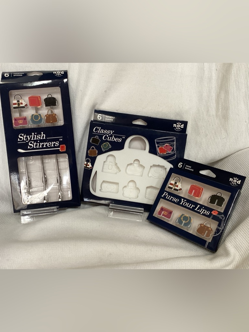 Classic Purse-Themed Ice Cube Tray and Bar Accessories Bundle NIB